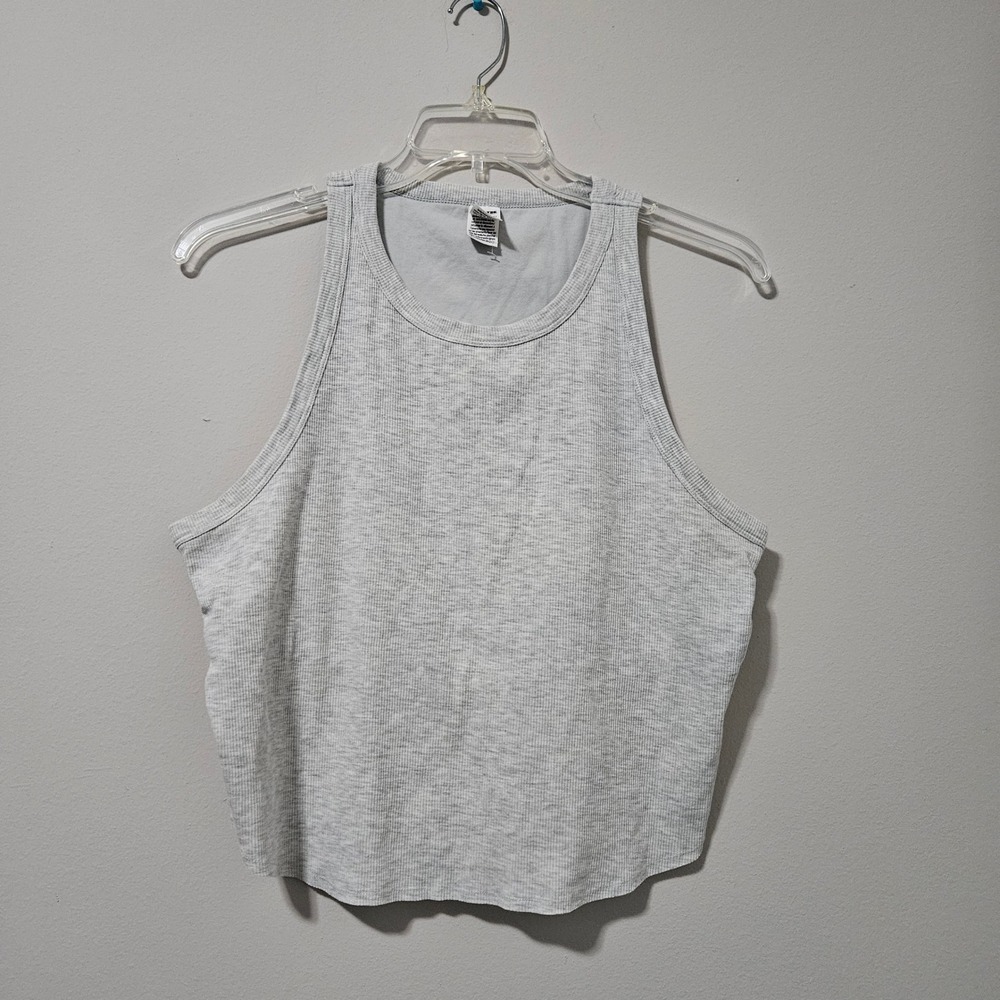 Victoria's Secret PINK Gray Ribbed High Neck Crop Tank Top XXL Womens Loungewear